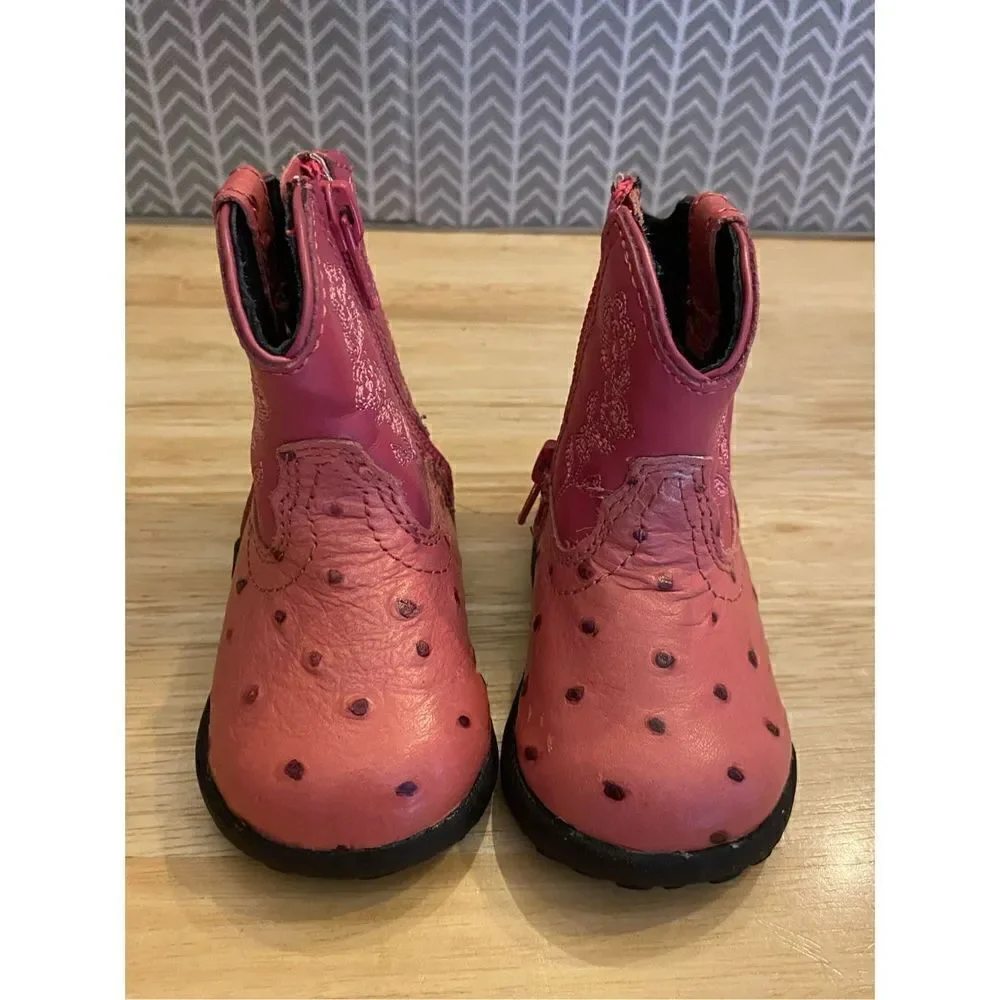 ✅Roper pink leather western boots for baby Sz 2